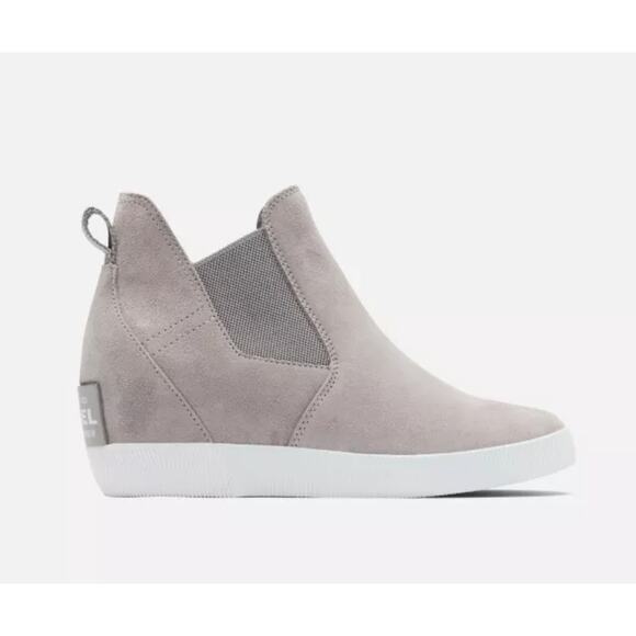 SOREL Out N About Slip on Wedge - Chrome Grey/White - Suede - Size 6 - Picture 2 of 12